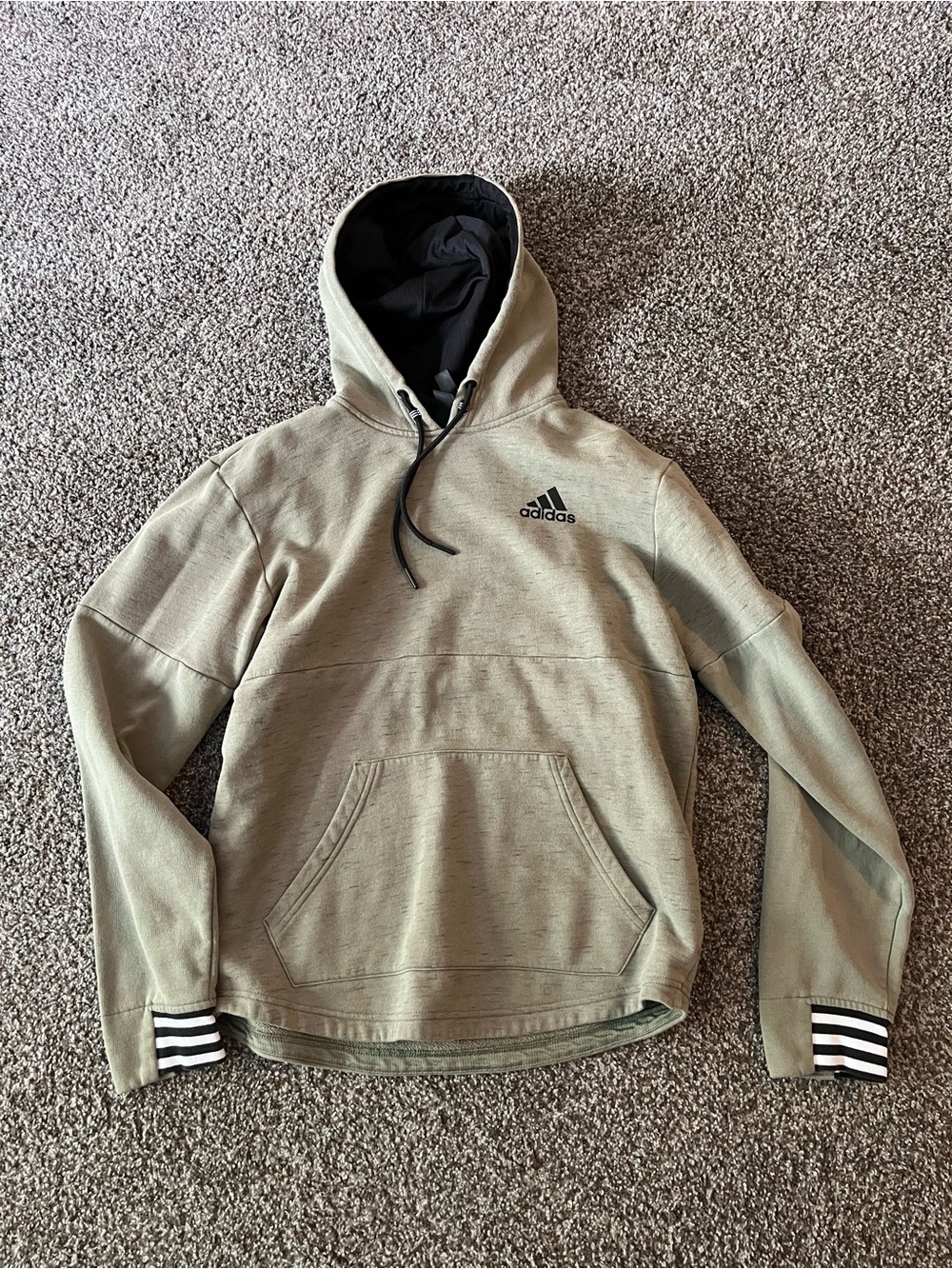 adidas Olive Green and Black Hooded Pullover